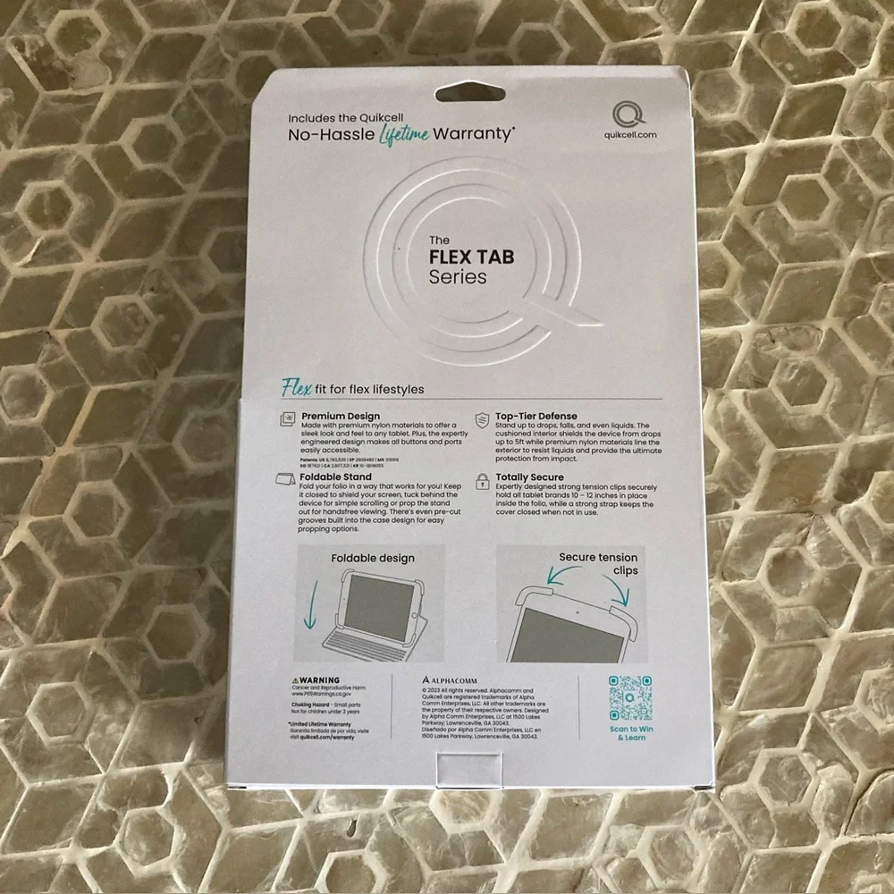 NEW! QUIKCELL Universal Flex TAB Universal Tablet Folio 10-12”